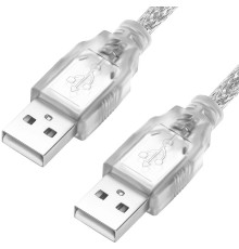 Greenconnect Кабель 0.75m USB 2.0, AM/AM, прозрачный, 28/28 AWG, экран, армированный, морозостойкий, GCR-UM3M-BB2S-0.75m