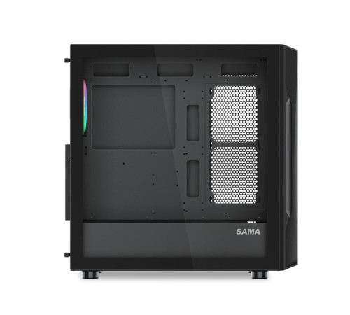 Корпус ПК без блока питания/ Case SAMA S40 Black, Midi-Tower, TG, 4x120mm ARGB, 2xUSB 3.0 + 1xUSB 3.1 Type-C, ATX, mATX, mITX Black