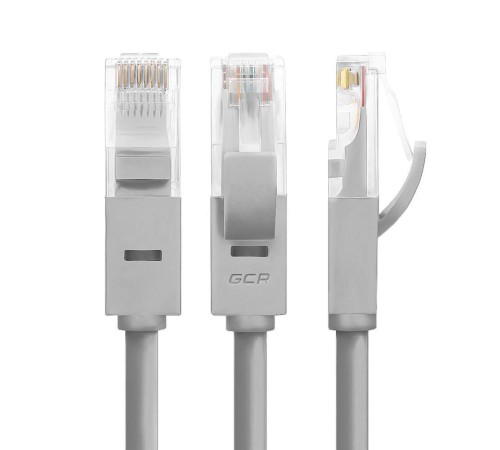 GCR Патч-корд перекрестный ethernet 15.0m UTP кат.5е, серый, RJ45, литой