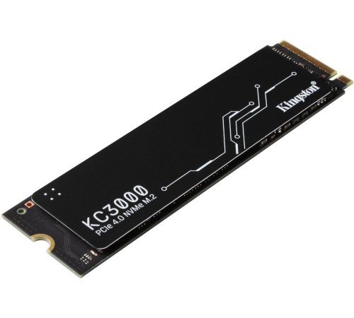 Твердотельный накопитель/ Kingston SSD KC3000, 1024GB, M.2(22x80mm), NVMe, PCIe 4.0 x4, 3D TLC, R/W 7000/6000MB/s, IOPs 900 000/1 000 000, DRAM buffer 1024MB, TBW 800, DWPD 0.71, with Heat Spreader (60 мес)