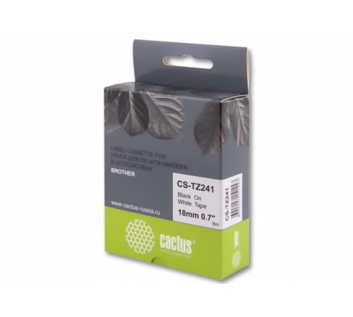 Картридж ленточный Cactus CS-TZ241 TZe-241 черный для Brother 1230/1280/1280VP/2700VP