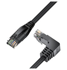 GCR Патч-корд прямой 10.0m UTP кат.5e, черный, верхний угол, литой, ethernet high speed, RJ45, T568B