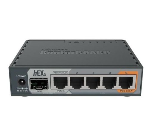 Маршрутизатор MikroTik hEX S with Dual Core 880MHz MHz CPU, 256MB RAM, 5 Gigabit LAN ports, SFP, USB, PoE-out on port #5, RouterOS L4, plastic case, PSU (незначительное повреждение коробки)