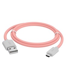 GCR Кабель 3A 1.5m MicroUSB, быстрая зарядка, розовый нейлон, GCR-51703