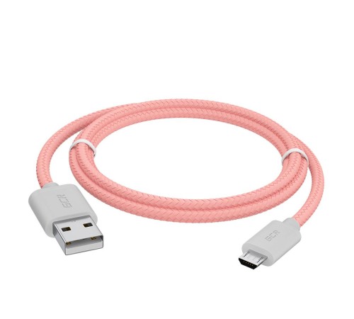 GCR Кабель 3A 1.5m MicroUSB, быстрая зарядка, розовый нейлон, GCR-51703