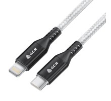 GCR Кабель 0.5m TypeC/Lightning MFI POWER DELIVERY 18 W, быстрая зарядка, белый нейлон, AL case черный, GCR-53187