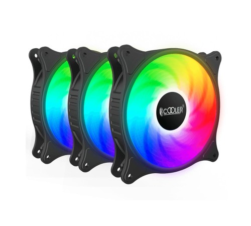 Кулер для корпуса/ Case Cooler PCCooler FX 120 ARGB BK 3 IN 1 (120x120x25mm, 4-pin PWM, ARGB, 52.79CFM, 33.2dBA, 2000RPM, Black, 3pcs)