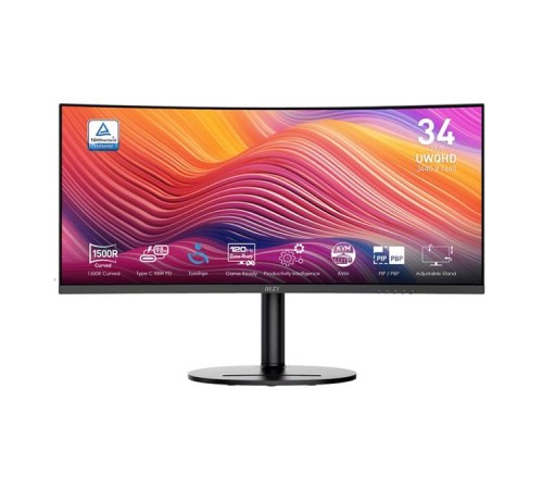 Монитор MSI Modern MD342CQP 34" 21:9 UWQHD(3440x1440) VA Curve 1500R,1ms(MPRT),3000:1,100M:1,300nit,178/178,2*HDMI,1*DP,2xUSB-A,USB-B,USB-C,Speaker,Tilt,Swivel,Height,120Hz (существенное повреждение коробки)