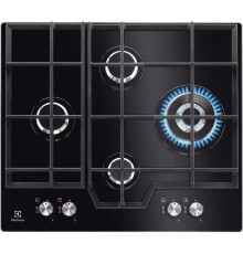 Встраиваемые газовые панели ELECTROLUX/ Газовая варочная поверхность - закаленное стекло, мощность: 8900 Вт, автоматический электроподжиг, Wok-конфорка, газ-контроль, решетки: чугун, независимая установка, размеры (ШхГ): 59x52 см