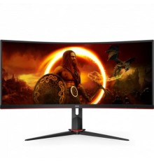Монитор 34" AOC CU34G2X Curved 3440x1440@144Hz VA LED 21:9 1ms 2*HDMI 2*DP 4*USB3.0 80M:1 178/178 300cd HAS Tilt Swivel Black-Red