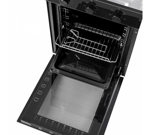Шкаф духовой электрический MAUNFELD EOEC516B2 448х546х595 мм, Независимый тип установки, класс энергопотребления А,  7 основных режимов,  механическое управление, двойное стекло дверцы, металлическая ручка дверцы, холодный фронт, объем 51 л, конвекция,гри