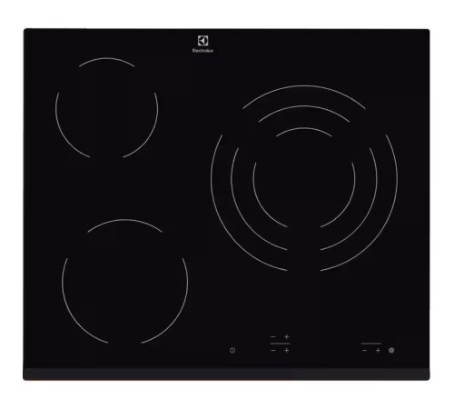 Встраиваемые электрические панели ELECTROLUX/ Электрическая,  59x52 см, стеклокерамика, 3 конфорки, сенсорное управление, независимая, черная