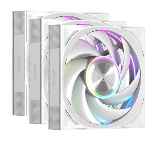 Кулер для корпуса/ Case Cooler PCCooler F7 X120 ARGB WH 3IN1 (120x120x28mm, 4-pin PWM, ARGB, 83CFM, 33.1dBA, 3000RPM, White, 3pcs)