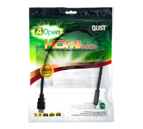 Кабель/ Кабель HDMI 19M/M ver 2.0, 0.5М  Aopen <ACG711-0.5M>