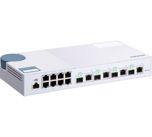 Коммутатор/ QNAP QSW-M408-4C 10 Gbps managed switch with 4 SFP + ports, combined with RJ-45, 8 1 Gbps RJ-45 ports, bandwidth up to 96 Gbps, JumboFrame support.