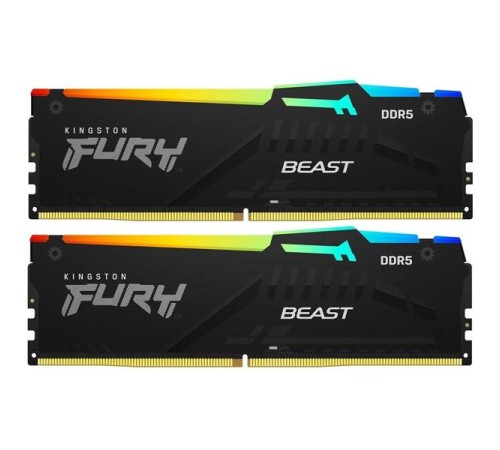 Оперативная память Kingston 32GB 5600MT/s DDR5 CL40 DIMM kit (2x16GB) FURY Beast RGB XMP