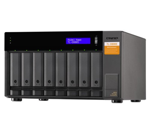 Полка расширения сетевого хранилища без дисков/ SMB QNAP TL-D800S SATA expansion enclosure, 8-tray 3,5"/2,5" w/o HDD. 2xSFF-8088, hardware RAID support, desktop version.