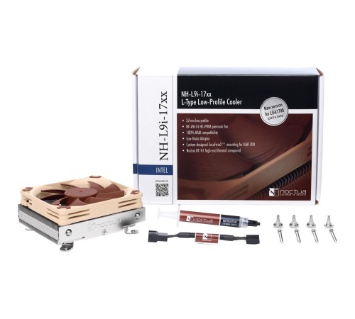 Кулер для процессора/ CPU Cooler Noctua NH-L9i-17xx (59W, 4-pin PWM, 37mm, Al/Cu, 2x6mm, 1x92x92x14mm, 33.84CFM, 23.6dBA, 2500RPM, S: 1851/1700, Beige/Brown) Кулер для процессора/ CPU Cooler Noctua NH-L9i-17xx (59W, 4-pin PWM, 37mm, Al/Cu, 2x6mm, 1x92x92x14mm, 33.84CFM, 23.6dBA, 2500RPM, S: 1851/1700, Beige/Brown)
