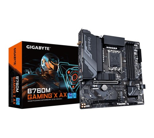 Материнская плата/ MB GIGABYTE INTEL B760 s1700, 4xDDR5(192GB), HDMI 2.0/DP, 1xPCIe 4.0x16, 1xPCIe 3.0x16, 1xLAN (2.5GbE), Wi-Fi, BT, 4xSATA 6Gb/s, 2xM.2, 3xUSB 3.2, 5xUSB 2.0, mATX Материнская плата/ MB GIGABYTE INTEL B760 s1700, 4xDDR5(192GB), HDMI 2.0/DP, 1xPCIe 4.0x16, 1xPCIe 3.0x16, 1xLAN (2.5GbE), Wi-Fi, BT, 4xSATA 6Gb/s, 2xM.2, 3xUSB 3.2, 5xUSB 2.0, mATX