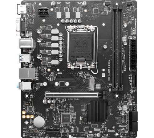 Материнская плата/ MB MSI INTEL H610 s1700, 2xDDR4(64GB), D-SUB/HDMI 1.4, 1xPCIe 4.0x16, 1xPCIe 3.0, 1xLAN, 4xSATA 6Gb/s, 1xM.2, 2xUSB 3.2, 4xUSB 2.0, 1xPS/2, mATX Материнская плата/ MB MSI INTEL H610 s1700, 2xDDR4(64GB), D-SUB/HDMI 1.4, 1xPCIe 4.0x16, 1xPCIe 3.0, 1xLAN, 4xSATA 6Gb/s, 1xM.2, 2xUSB 3.2, 4xUSB 2.0, 1xPS/2, mATX