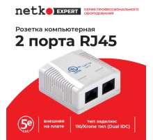 Розетка компьютерная Netko JE342RCE-USD/WH (54400)