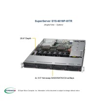 Серверная платформа Supermicro SuperServer 1U 6019P-WTR noCPU(2)2nd Gen Xeon Scalable/TDP 70-165W/ no DIMM(12)/ SATARAID HDD(4)LFF/ 2xGbE/ 2xFH, 1xLP, M2/ 2x750W (id 31305)