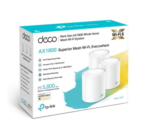 Mesh Wi-Fi система TP-Link Deco X20 (3-pack) X20(3-PACK) Mesh Wi-Fi система TP-Link Deco X20 (3-pack) X20(3-PACK)