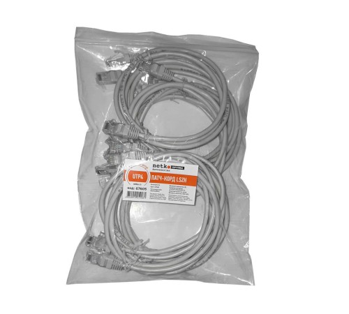 Патч-корд UTP4 cat 5e 1,0м ВС LSZH серый литой коннектор Netko Optima (упак 10) N.BC.UTP.5e-1.0m-2-lszh(p (67605)
