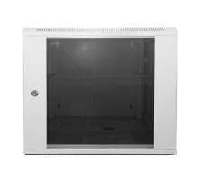 Шкаф настенный 9U серия SOLO (540х600х445) передняя дверь стекло собранный серый 