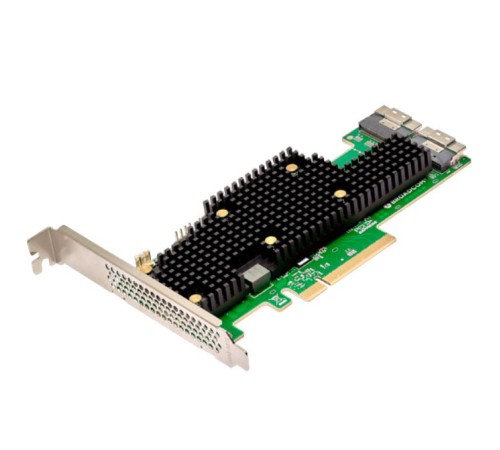 HBA-адаптер Broadcom 9600-16i SGL (05-50111-00) PCIe v4 x8 LP, Tri-Mode SAS/SATA/NVMe 24G HBA, 16port (2*int SFF8654), SAS4016 IOC, RTL (id 26184)