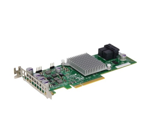 Контроллер SuperMicro AOC-S3008L-L8i Broadcom 3008 SAS controller, 8-port (internal), 12Gb/s per port, Supports 63 devices,Supports RAID 0, 1, 1E and 10,Automatically negotiates PCI-E (1.x, 2.x AND 3.X) link widths,Supports 3.0, 6.0 and 12Gb/s SAS and SAT
