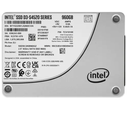 SSD накопитель Intel SSDSC2KB960GZ01 99A0AF SSDSC2KB960GZ0199A0AF