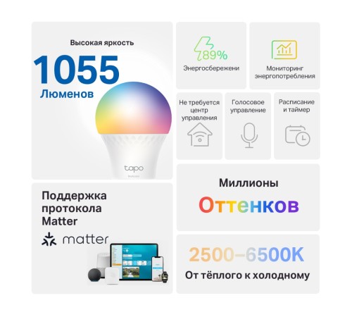 Умная многоцветная лампа TP-Link TAPO L535E