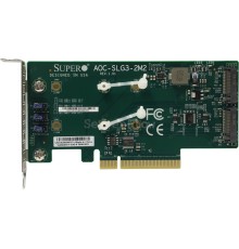 Контроллер SSD Supermicro Dual NVMe M.2 SSD PCIe Add-On Card 2xM.2 22110 2280 (22x80mm) 2260 To PCI-E8x LP PCI-E8x 3.0 For SYS-1019GP-TT SYS-1029GQ-TVRT SYS-1029TP-DTR SYS-2028BT-HTR+ SYS-2029BZ-HNR SYS-5019D-4C-FN8TP SYS-F629P3-RC1B(AOC-SLG3-2M2-O) (id 2