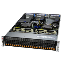 Серверная платформа Supermicro Hyper A+ Server 2U 2125HS-TNR noCPU(2)9004 EPYC/TDP 290W/no DIMM(24)/24 NVME(SATA/SAS optional)/2-port 10GBase-T/2x1600W(2nd config) (id 31283)