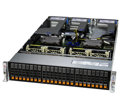 Серверная платформа Supermicro Hyper A+ Server 2U 2125HS-TNR noCPU(2)9004 EPYC/TDP 290W/no DIMM(24)/24 NVME(SATA/SAS optional)/2-port 10GBase-T/2x1600W(2nd config) (id 31283)