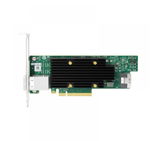 HBA-адаптер Broadcom 9600-8i8e SGL (05-50145-00 / 05-50145-00002 / 03-50145-00002) PCIe v4 x8 LP, Tri-Mode SAS/SATA/NVMe 24G HBA, 16port (1*int SFF8654, 2*ext SFF8674), RTL (id 30877)
