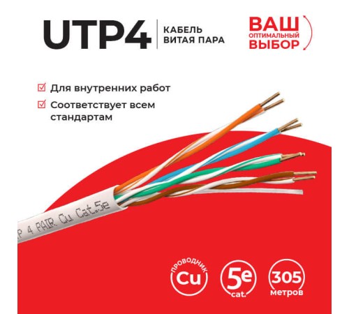 Кабель витая пара U/UTP4 TechnoLink UTP-7307.05E.2B (55970)