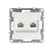 Компьютерная розетка двойная RJ45+ RJ45 в рамку cat.5e неэкранированная пластик IP20 (в 2-3-4 постовых рамках порты расположены вертикально) цвет белый Netko Optima Electric 55700 (68213)