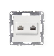 Компьютерная розетка двойная RJ45+ RJ45 в рамку cat.5e неэкранированная пластик IP20 (в 2-3-4 постовых рамках порты расположены вертикально) цвет белый Netko Optima Electric 55700 (68213)