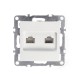Компьютерная розетка двойная RJ45+ RJ45 в рамку cat.5e неэкранированная пластик IP20 (в 2-3-4 постовых рамках порты расположены вертикально) цвет белый Netko Optima Electric 55700 (68213)
