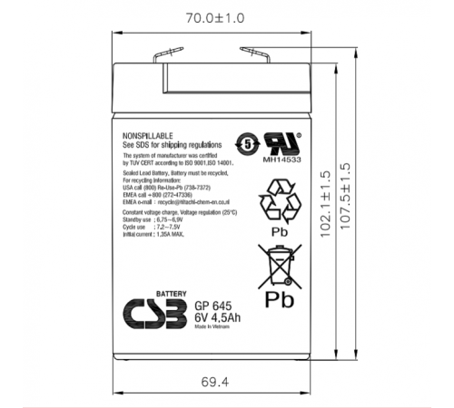 Батарея CSB GP645