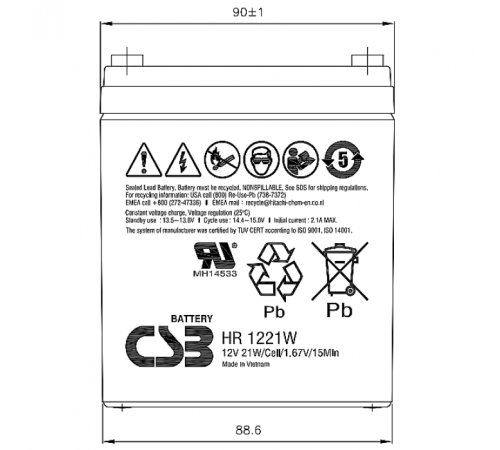 Батарея CSB HR1221W F2