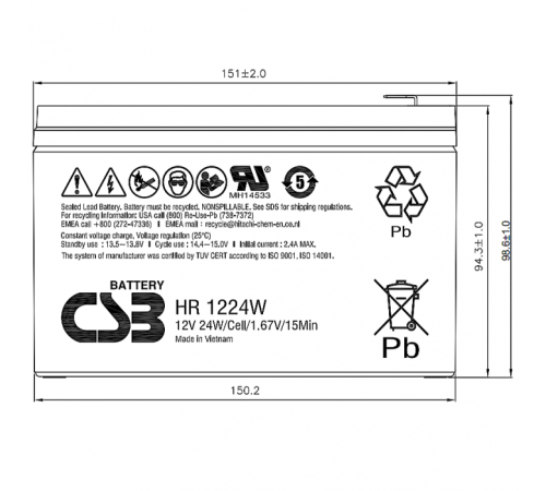 Батарея CSB HR1224W F2 F1