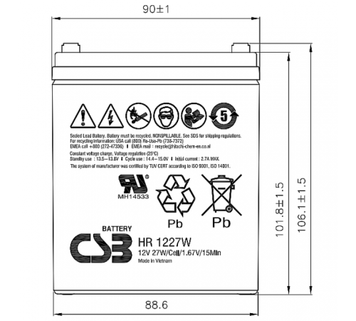 Батарея CSB HR1227W F2