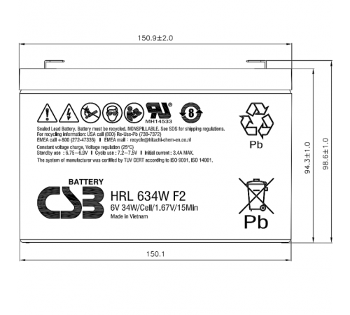 Батарея CSB HRL634W F2 FR