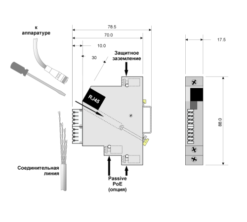 Грозозащита Info-Sys РГ4PoE-1DIN